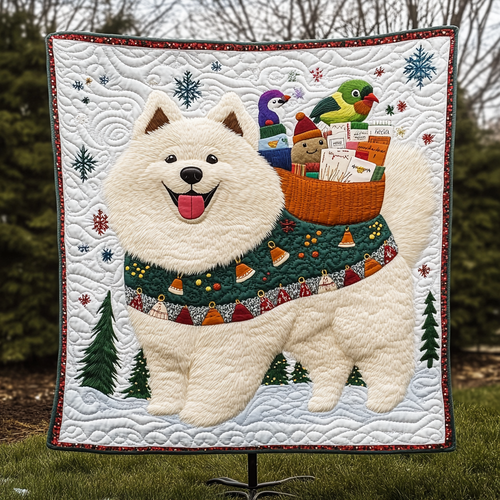 Samoyed Holiday Joy Quilted Blanket NCU0DK1967