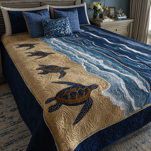 Sandy Wave Turtle Quilted Blanket NCU0LDH791