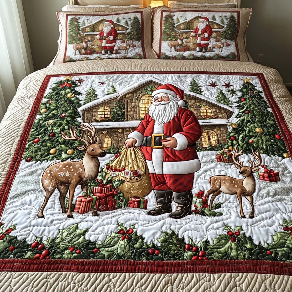 Santa Arrival 3-Piece Quilted Bedding Set NCU0NNT024