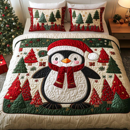 Santa Penguins 3-Piece Quilted Bedding Set NCU0NNT133