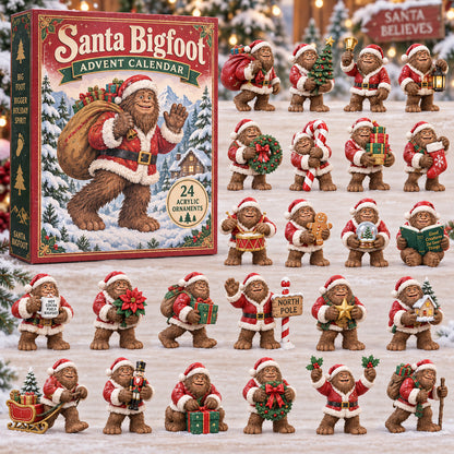 CHRISTMAS KICKOFF 40% OFF - Santa Bigfoot Advent Calendar 2026 - 24-Day Festive Countdown, Acrylic Charms Blind Box - Gift For Family and Friends AC0TV026