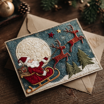 Santa Charm Quilted Fabric Postcard NCU0DDK1885