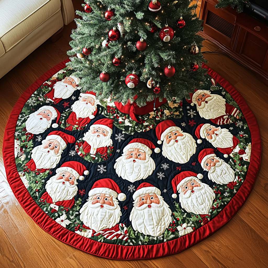 Santa Cheer Christmas Quilted Tree Skirt NCU0DDK1665