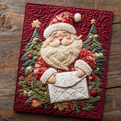 Santa Cheer Quilted Fabric Postcard NCU0DDK1869