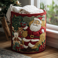 Santa Cheer Quilted Laundry Basket NCU0DDK1194