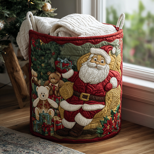Santa Cheer Quilted Laundry Basket NCU0DDK1194