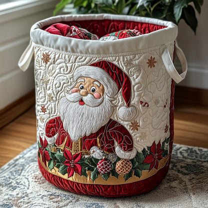 Santa Cheer Quilted Laundry Basket NCU0DV824