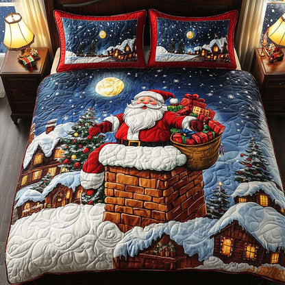 Santa Chimney 3-Piece Quilted Bedding Set NCU0NNT1775