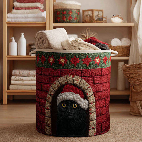 Santa Chimney Cat Quilted Laundry Basket NCU0NTV629