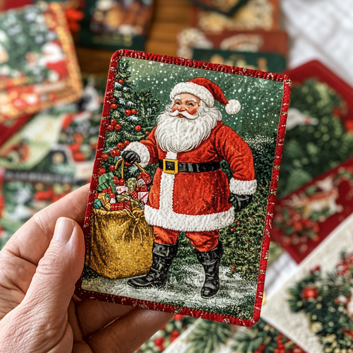 Santa Classic Quilted Fabric Postcard NCU0DDK1867