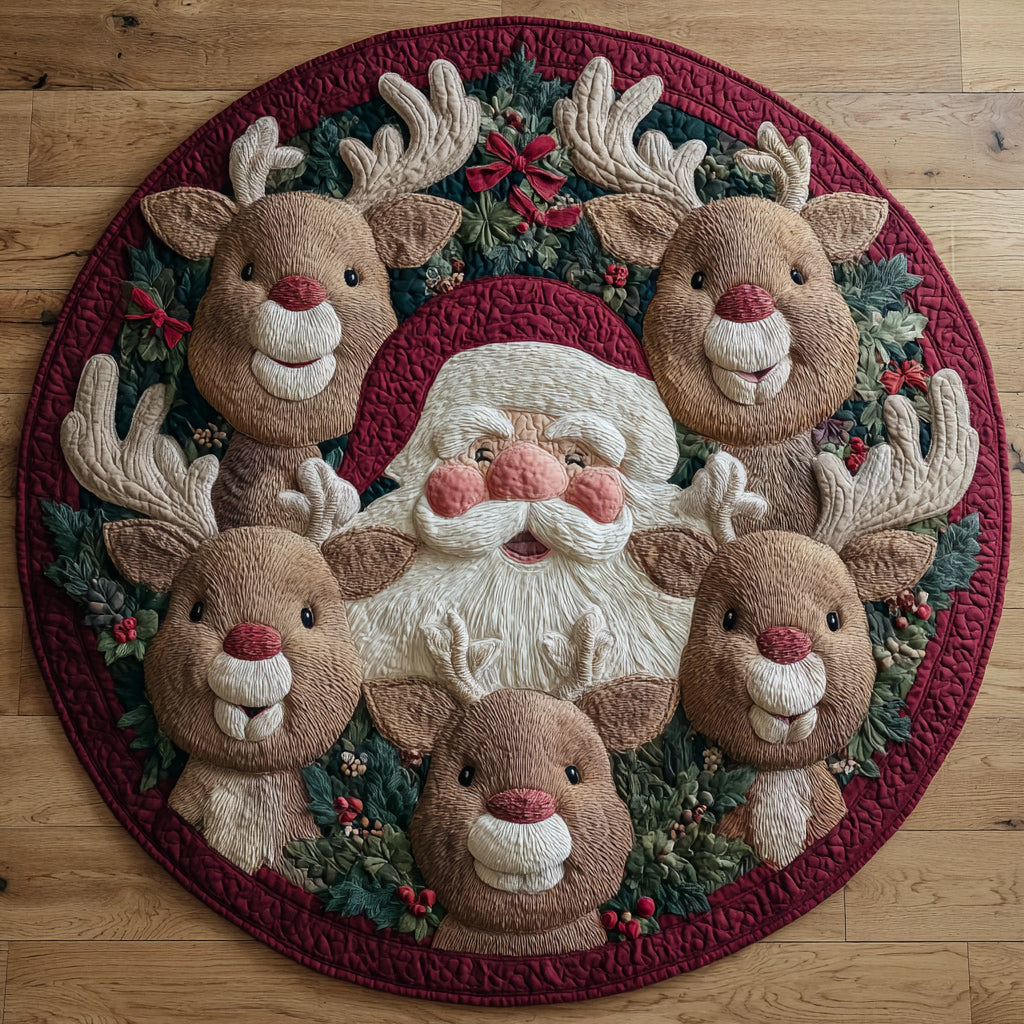 Santa Claus Crew Quilted Round Mat NCU0HNH630