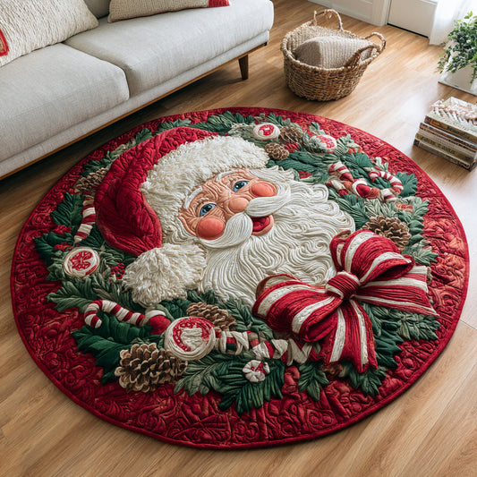Santa Claus Wreath Quilted Round Mat NCU0HNH629
