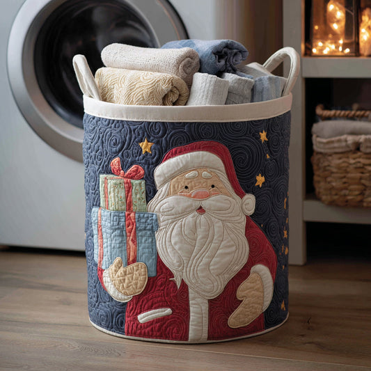 Santa Claus with Gifts Quilted Laundry Basket NCU0HNH144