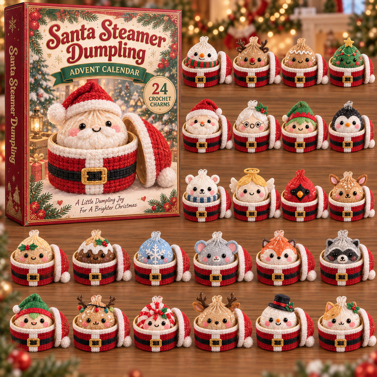 CHRISTMAS KICKOFF 40% OFF - Santa Dumpling Advent Calendar 2026 - 24-Day Festive Countdown, Acrylic Charms Blind Box - Gift For Christmas Lovers AC0TV005