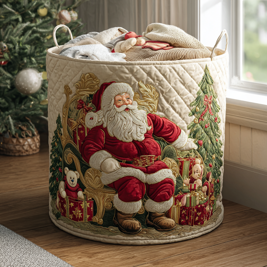 Santa Quilted Laundry Basket NCU0QN058