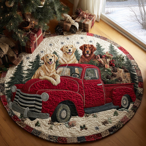 Santa Goldens Quilted Round Mat NCU0DV1165