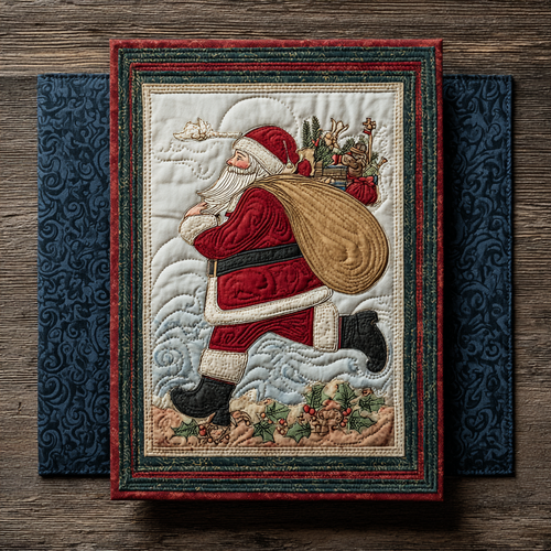 Santa Harmony Quilted Fabric Postcard NCU0DDK1868
