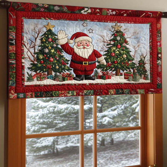 Santa Holiday Wave Quilted Valance NCU0NNT1539
