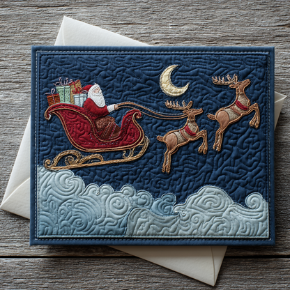 Santa Joy Quilted Fabric Postcard NCU0DDK1876