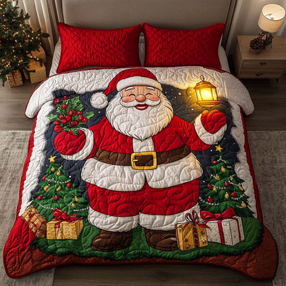 Santa Lantern 3-Piece Quilted Bedding Set NCU0NNT1776