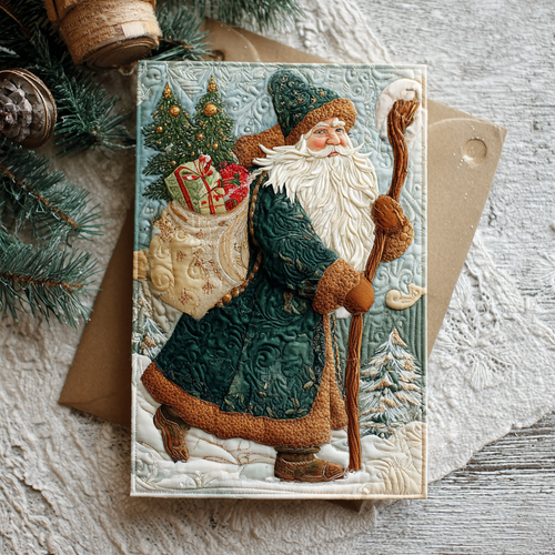Santa Magic Quilted Fabric Postcard NCU0DDK1881