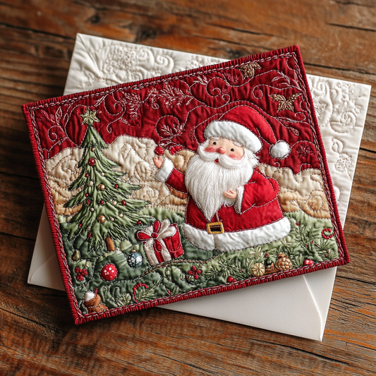Santa Moment Quilted Fabric Postcard NCU0DDK1870