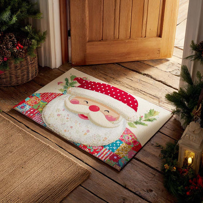 Santa Patchwork Happy Doormat NCU0XD1051