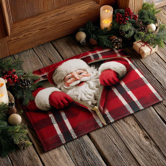Santa Plaid Zipper Doormat NCU0XD1049