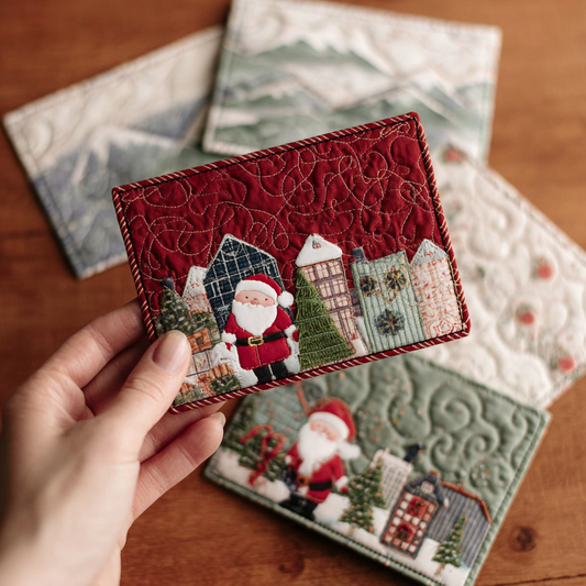 Santa Portrait Quilted Fabric Postcard NCU0DDK1866
