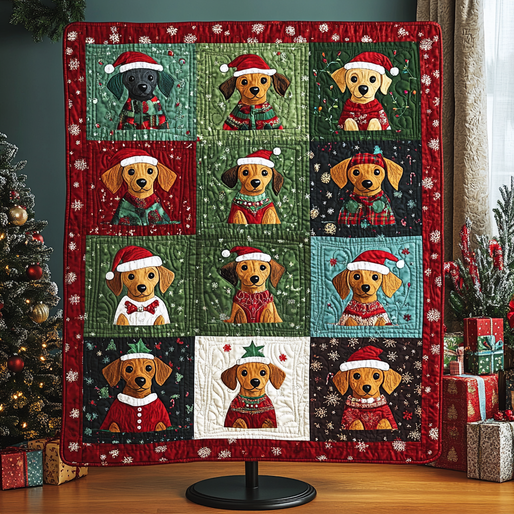 Santa Puppy Quilted Blanket NCU0VH526