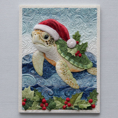 Santa Reef Rider Quilted Fabric Postcard NCU0PTT2413