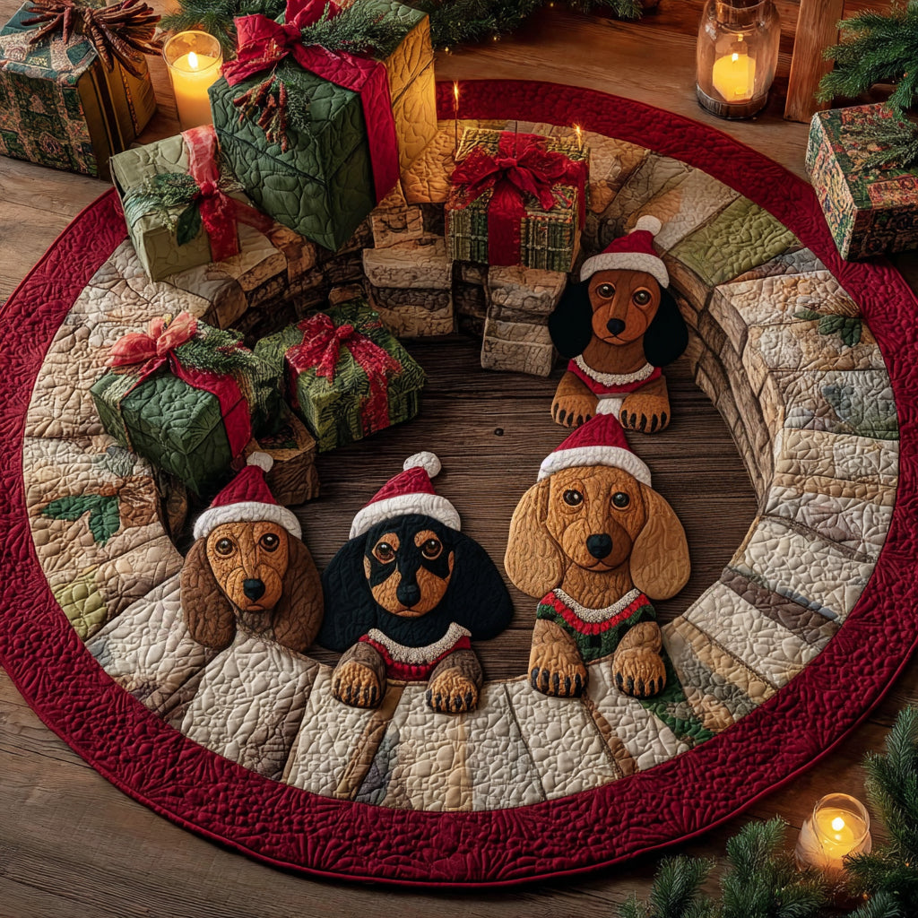 Santa Sausage Quilted Round Mat NCU0DV1244