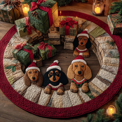 Santa Sausage Quilted Round Mat NCU0DV1244