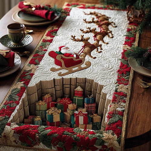 Santa Sleigh Quilted Table Runner NCU0DQQ095
