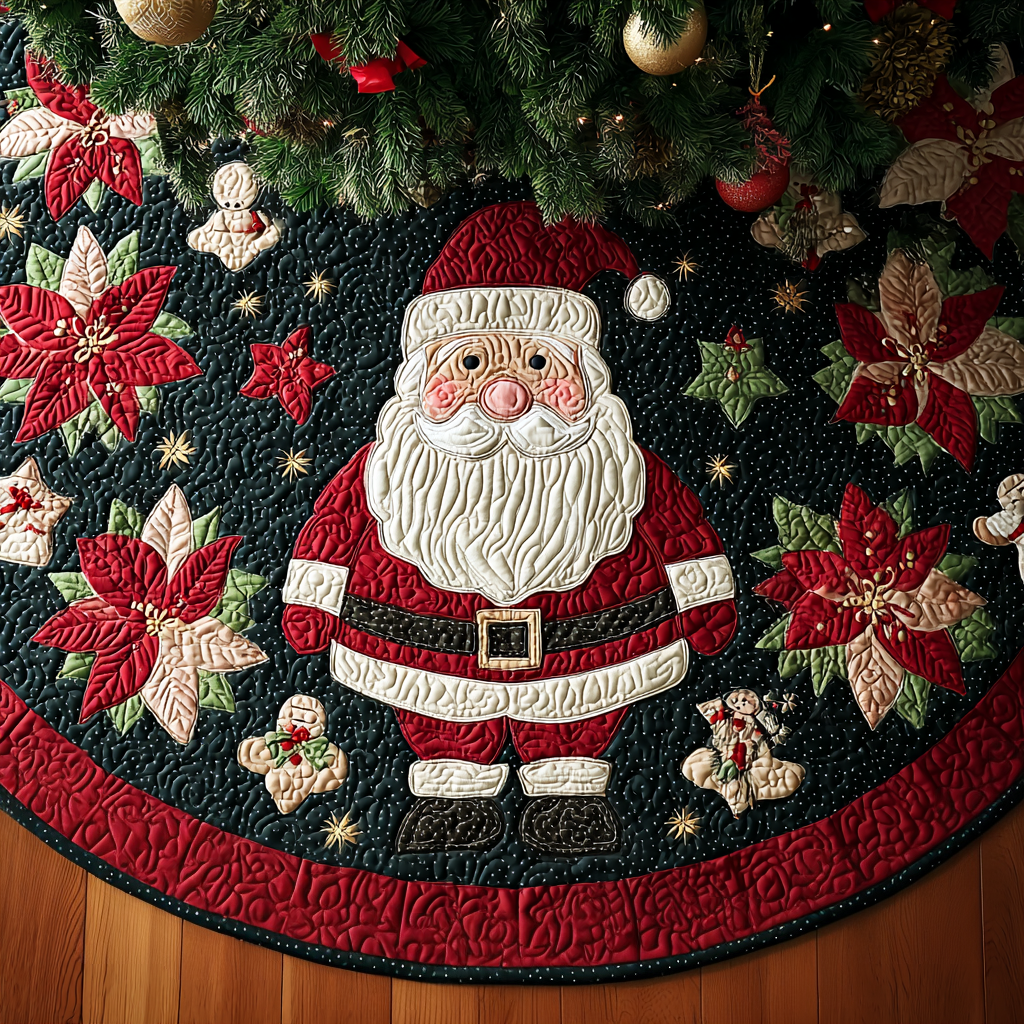 Santa Smile Christmas Quilted Tree Skirt NCU0DDK1669