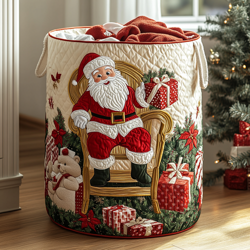 Santa Spirit Quilted Laundry Basket NCU0DDK1193