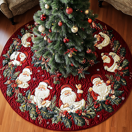 Santa Star Christmas Quilted Tree Skirt NCU0DDK1668