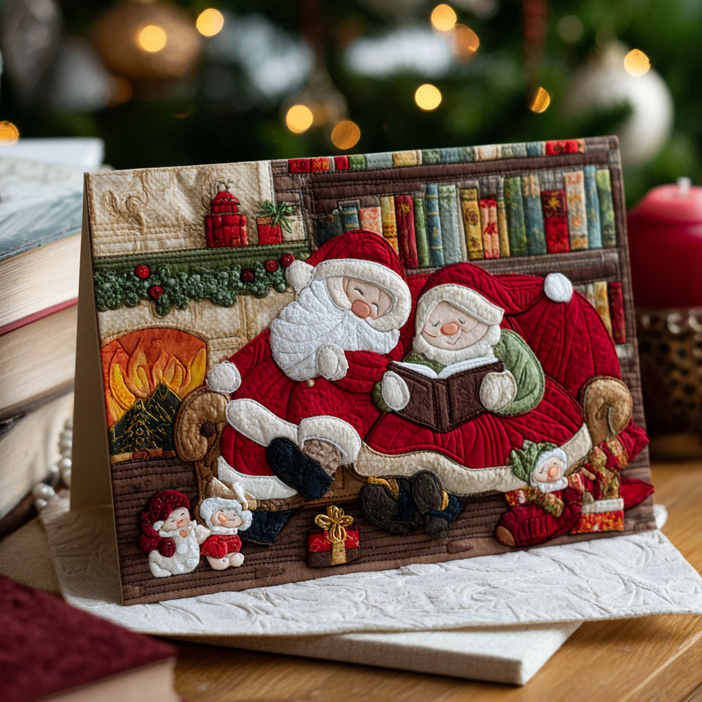 Santa Story Hour Quilted Fabric Postcard NCU0PTT2357