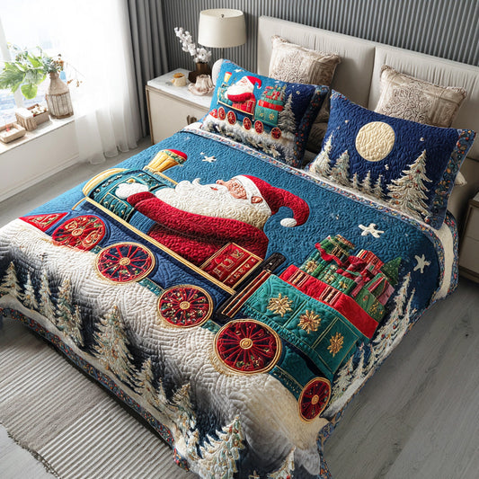 Santa Train Trail 3-Piece Quilted Bedding Set NCU0NTD640