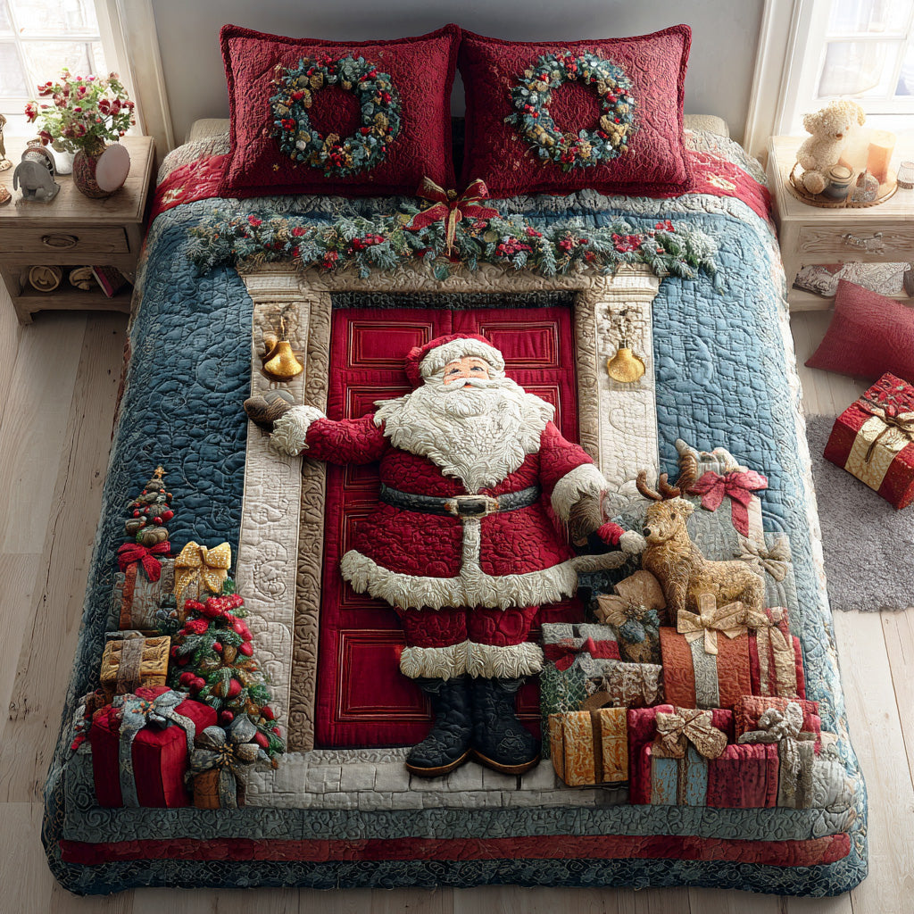 Santa Warm Welcome 3-Piece Quilted Bedding Set NCU0NTD893