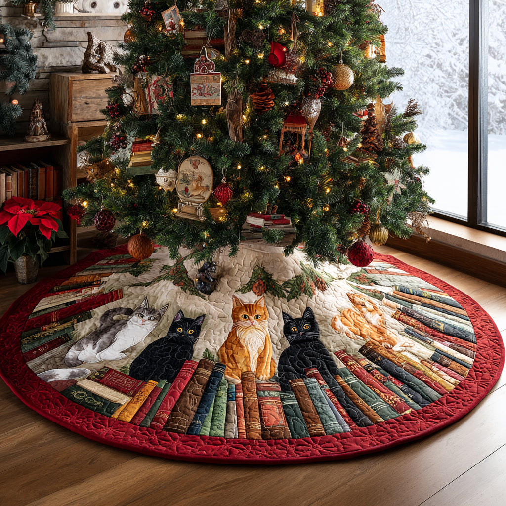 Santa Whiskers Christmas Quilted Tree Skirt NCU0DV1325