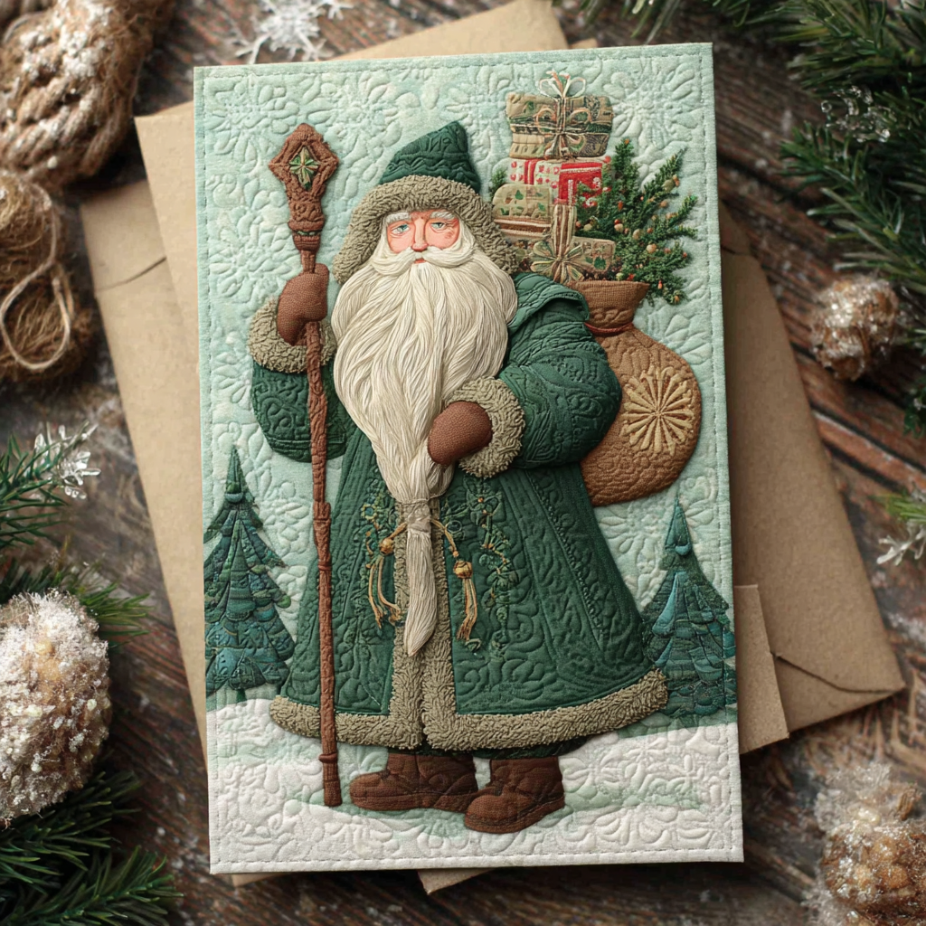 Santa Wonder Quilted Fabric Postcard NCU0DDK1882