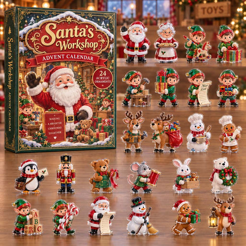 CHRISTMAS KICKOFF 40% OFF - Santa Workshop Advent Calendar 2026 - 24-Day Festive Countdown, Acrylic Charms Blind Box - Gift For Family and Friends AC0HH010