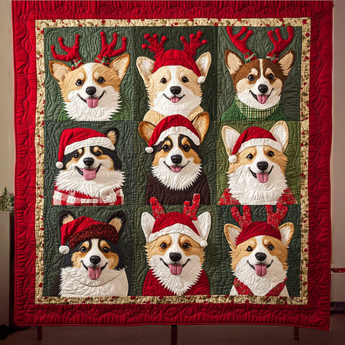 Santas Little Corgis Quilted Blanket NCU0PT2090