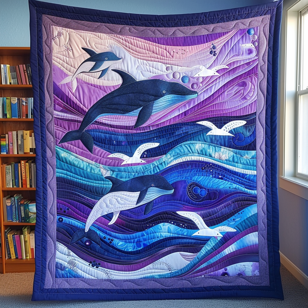 Sapphire Swirls Quilted Blanket NCU0DV126