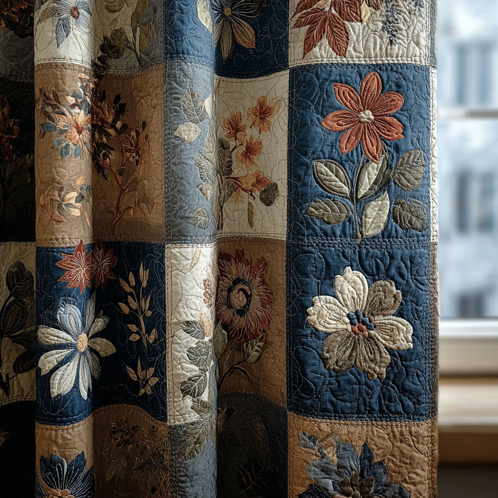 Sapphire Flora Quilted Curtains NCU0PTT2110