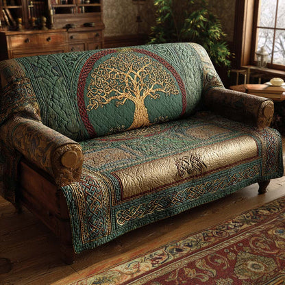 Sapphire Glow Tree Quilted Sofa Cover NCU0NXD1240