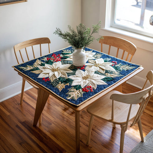 Sapphire Poinsettia Quilted Table Topper NCU0HNH171