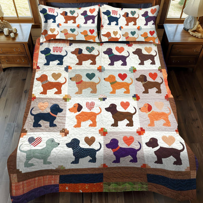 Sausage Dog Snuggles 3-Piece Quilted Bedding Set NCU0DV051