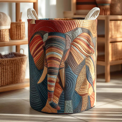 Savannah Elephant Quilted Laundry Basket NCU0NXD406